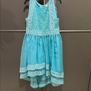 Trish Scully Girls Lace Tulle Dress Size 6 Blue Sleeveless Special Occasion